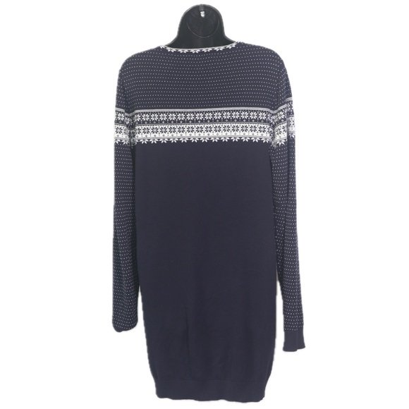 Fairisle holiday/fall tunic or short sweater dress in navy (Long Tall Sally) - Picture 2 of 3
